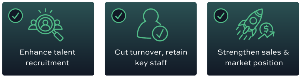 Enhance talent recruitment, cut turnover, retain key staff, Strengthen sales & market position