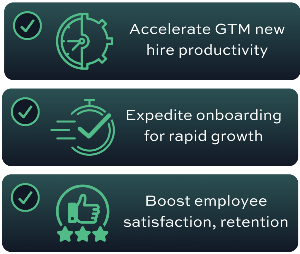 accelerate gtm new hire productivity, expedite onboarding for rapid growth, boost employee satisfaction, retention